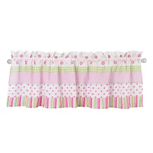 Greta Floral Striped Pink Polka Dot Window Valance