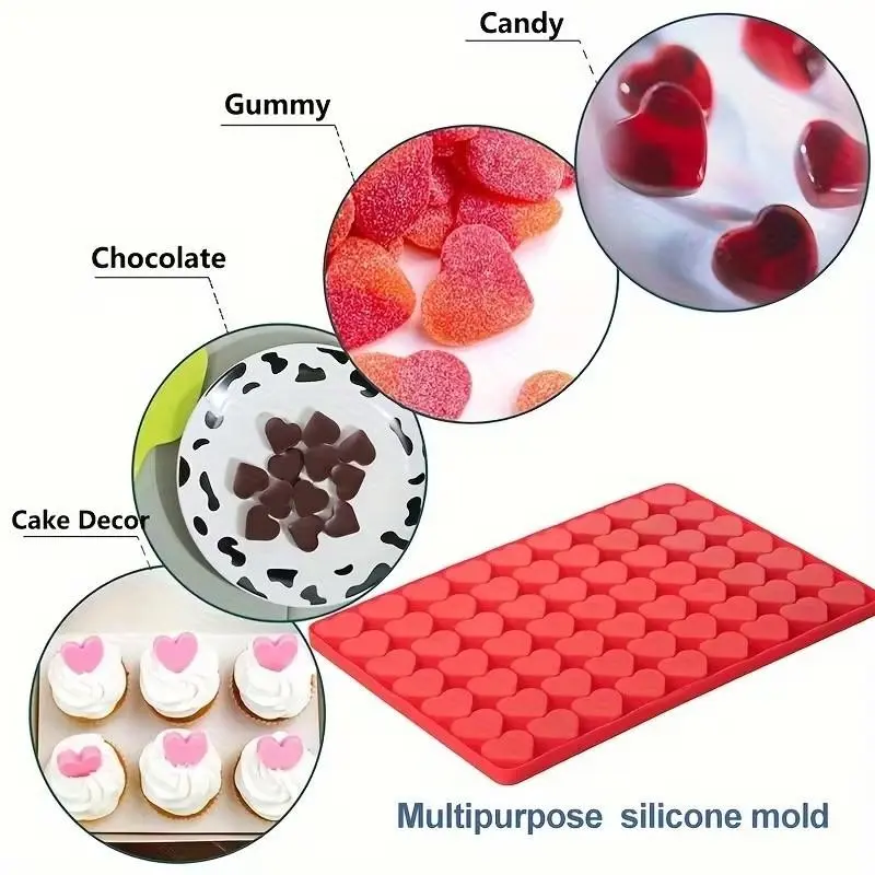 63 Large Heart Chocolate Mold for Baking, Lovely Heart Shaped Molds, Perfect for Candy, Gummy, Jelly, Ideal for Birthdays & Valentines