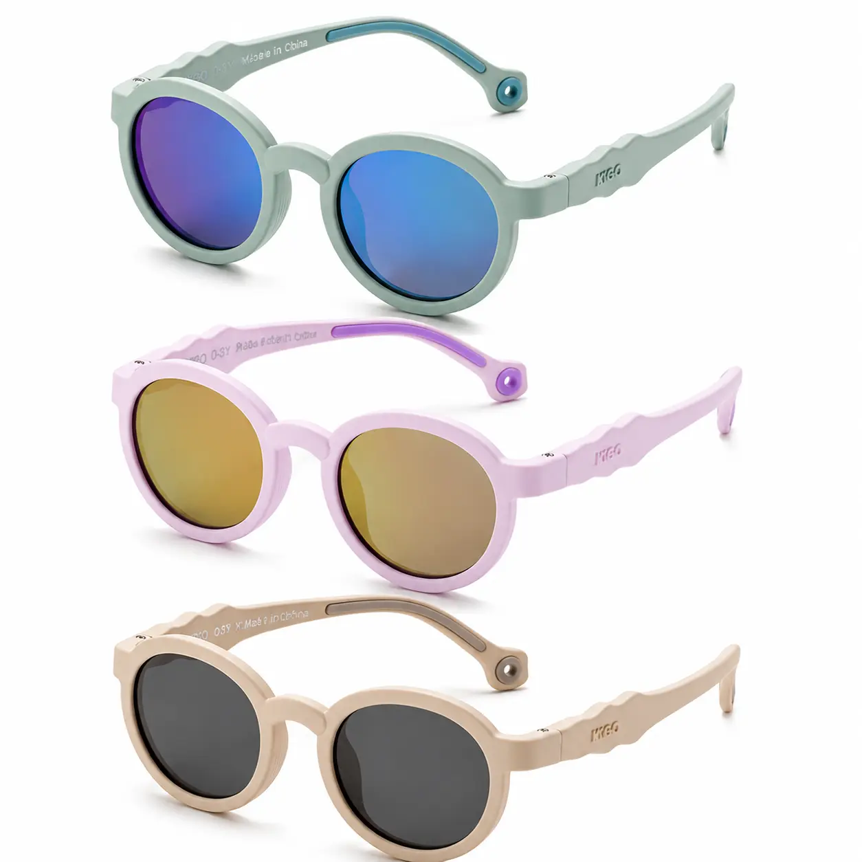 KIGO Kids' Stylish Polarized Sunglasses with Flexible TPEE Frame, UV400 Sun Protection, Lightweight & Durable Eyewear for Toddlers, Boys & Girls (0-12 Yrs), Comfortable & Durable Design, Bend-Resistant, Flexible Strap, Lightweight Design, Uv400 Blocker