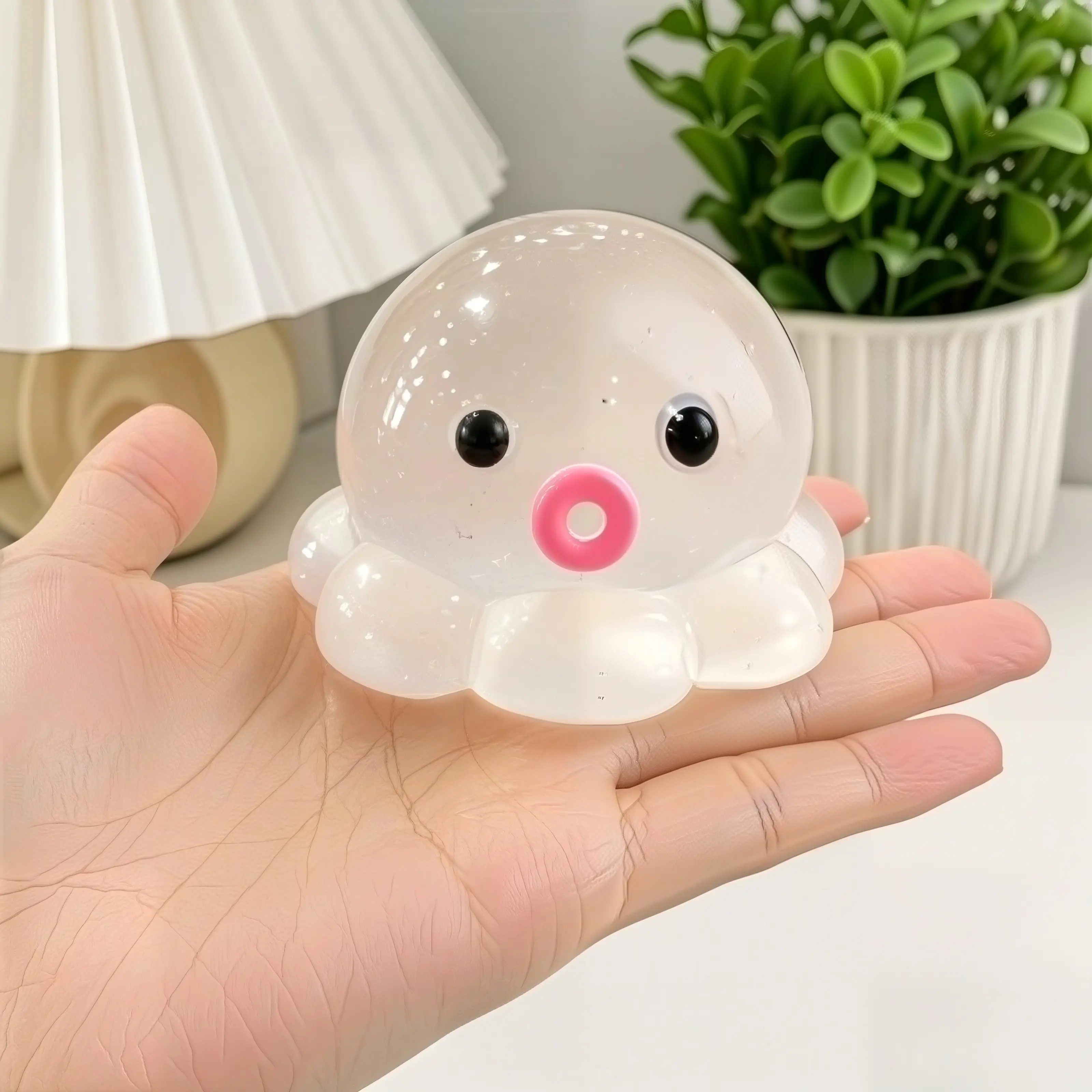 Soft and Stretchy Clear Octopus Pinch Toy, Slow-Rebound Silicone Squeeze Fidget with a Cute Chibi Design, Perfect for Everyday Stress Relief