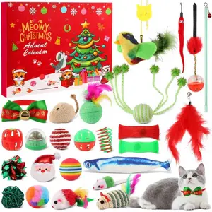 Cat Advent Calendar 2025-24 Days Cat Toy Advent Calendar, Christmas Gifts Include a Variety of Interactive Cat Toys for Cat Lovers - 24pcs