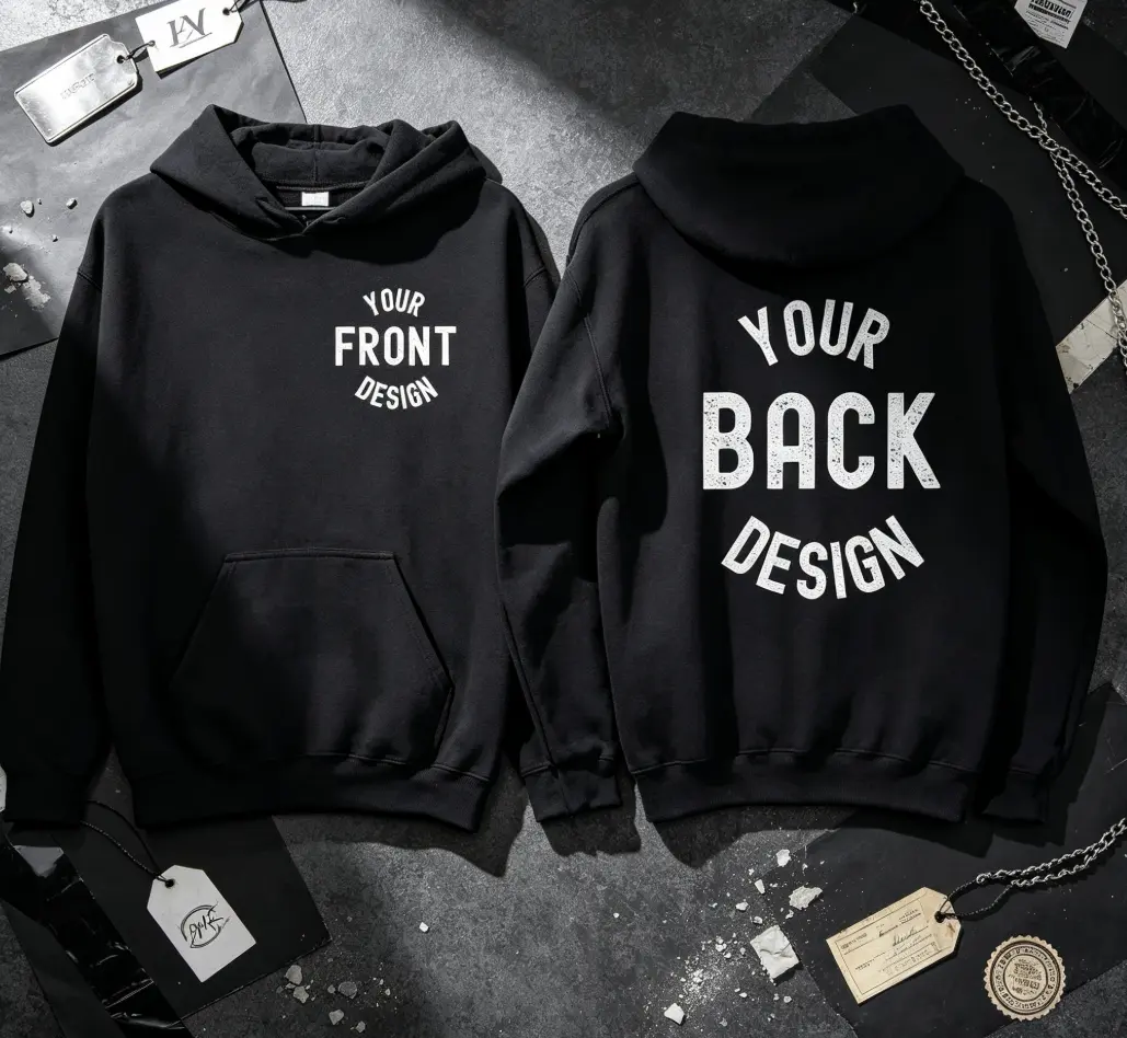 Custom Logo Hoodie - Personalized Front-and-Back Design for Business Use (Customizable Apparel for Branding Needs)