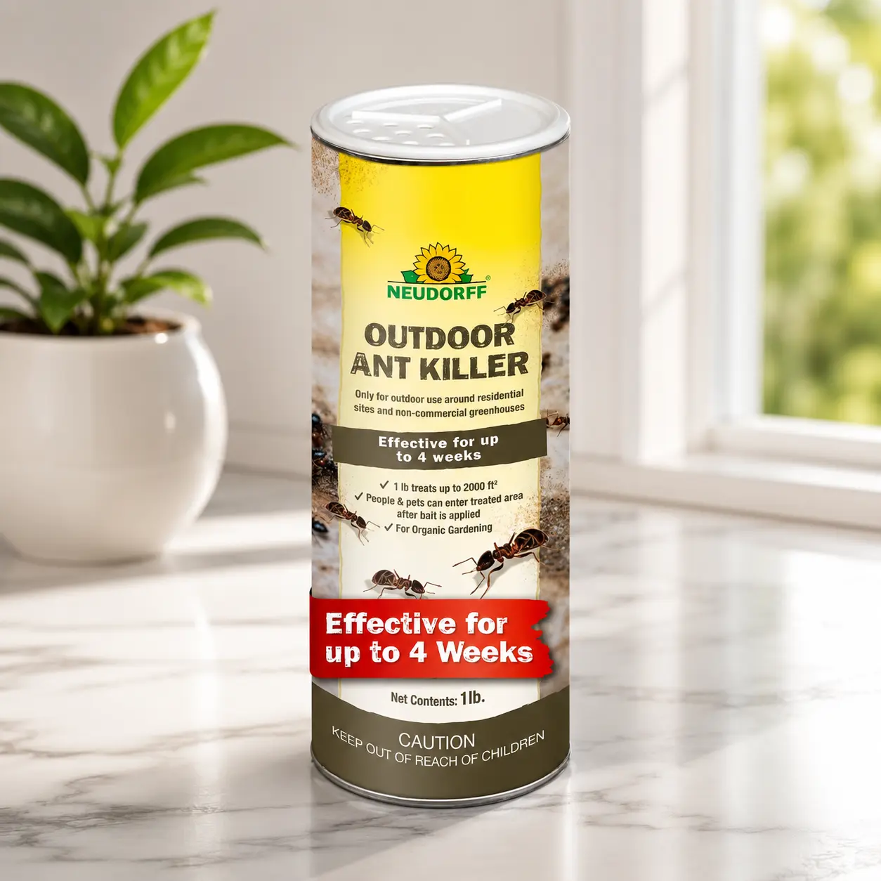 Neudorff Outdoor Ant Killer Bait Granules (1 lb) - Home Perimeter Treatment for Organic Gardening, Treats Up to 2,000 Sq. Ft., Lasts Up to 4 Weeks, Attracts & Eliminates Ants