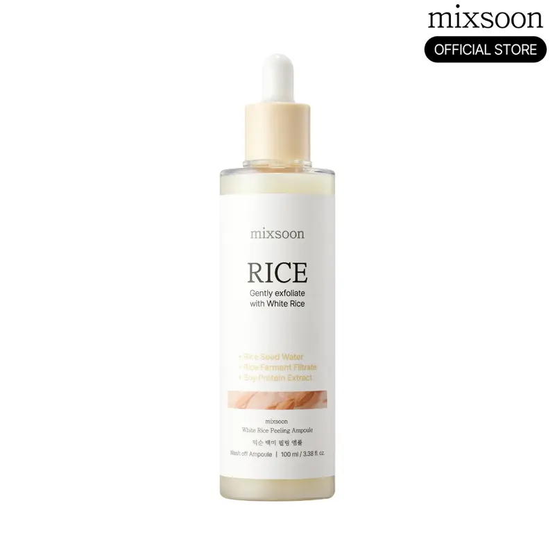 [mixsoon Official] White Rice Peeling Ampoule 100ml - Gentle Exfoliant Serum with Rice Extract, for All Skin Types & Daily Radiant Glass Skin