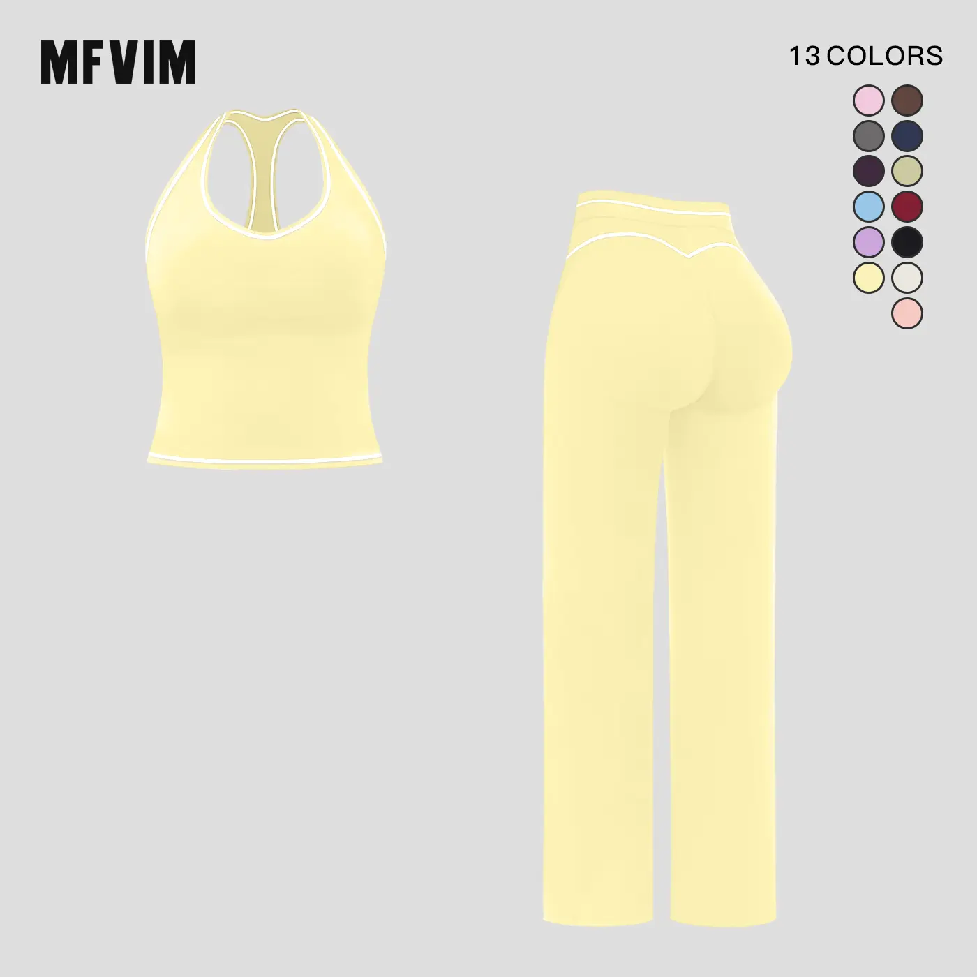 MFVIM Women's Sporty Tracksuit Set - Casual Two-Piece Athletic Wear, 78% Nylon 22% Spandex, Ideal for Gym & Daily Activities, H-Shaped Back Design, Bell-Bottom Pants