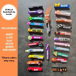 25 Mixed backpack basketball clip bundle - Handmade Wooden Clothes Pins perfect for clipping backpack at your next tournament , game or practice .