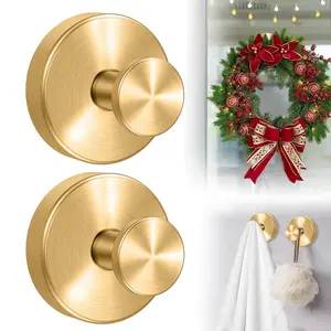 2PCS Gold Suction Cup Hooks for Shower Bathroom Kitchen Wood Door Glass Door Mirror Tile – Loofah Towel Coat Bath Robe Hook Holder for Hanging up to 15 lbs Waterproof