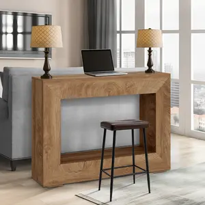 47" Farmhouse Console Table with Storage Shelf, Wood Sofa Table Behind Couch, Vintage Hallway Accent Table for Living Room Entryway