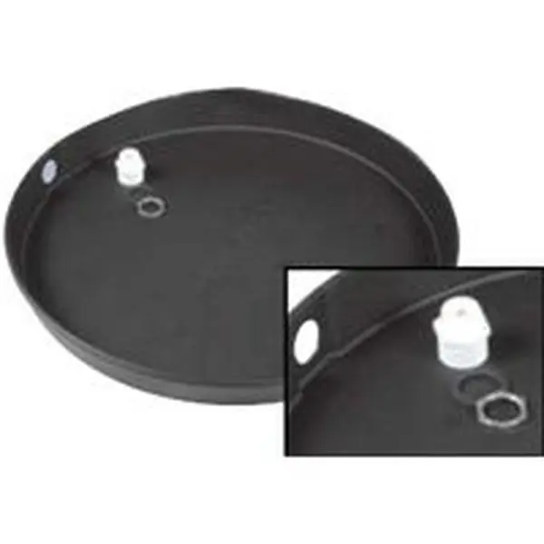 Camco 11410 Heavy Duty Plastic Drain Pan - 28 in., Dual Fittings, Pre-Cut Hole, 3 lbs., Includes Gaskets