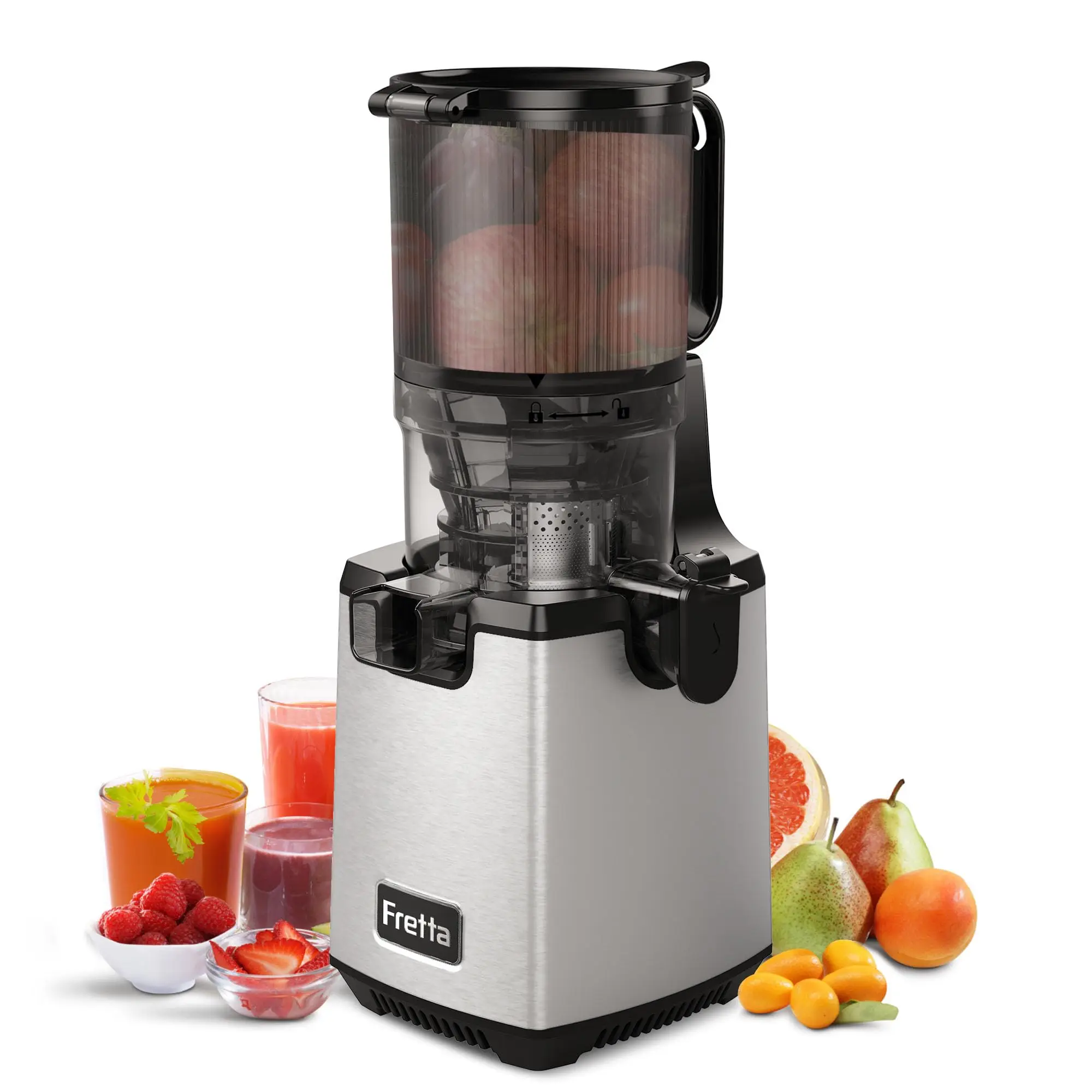 FRETTA Cold Press Juicer with 5.3" Feed Chute, Slow Masticating juicer for Vegetables and Fruits, Frozen Fruit Dessert,Fruit Sorbet, BPA Free