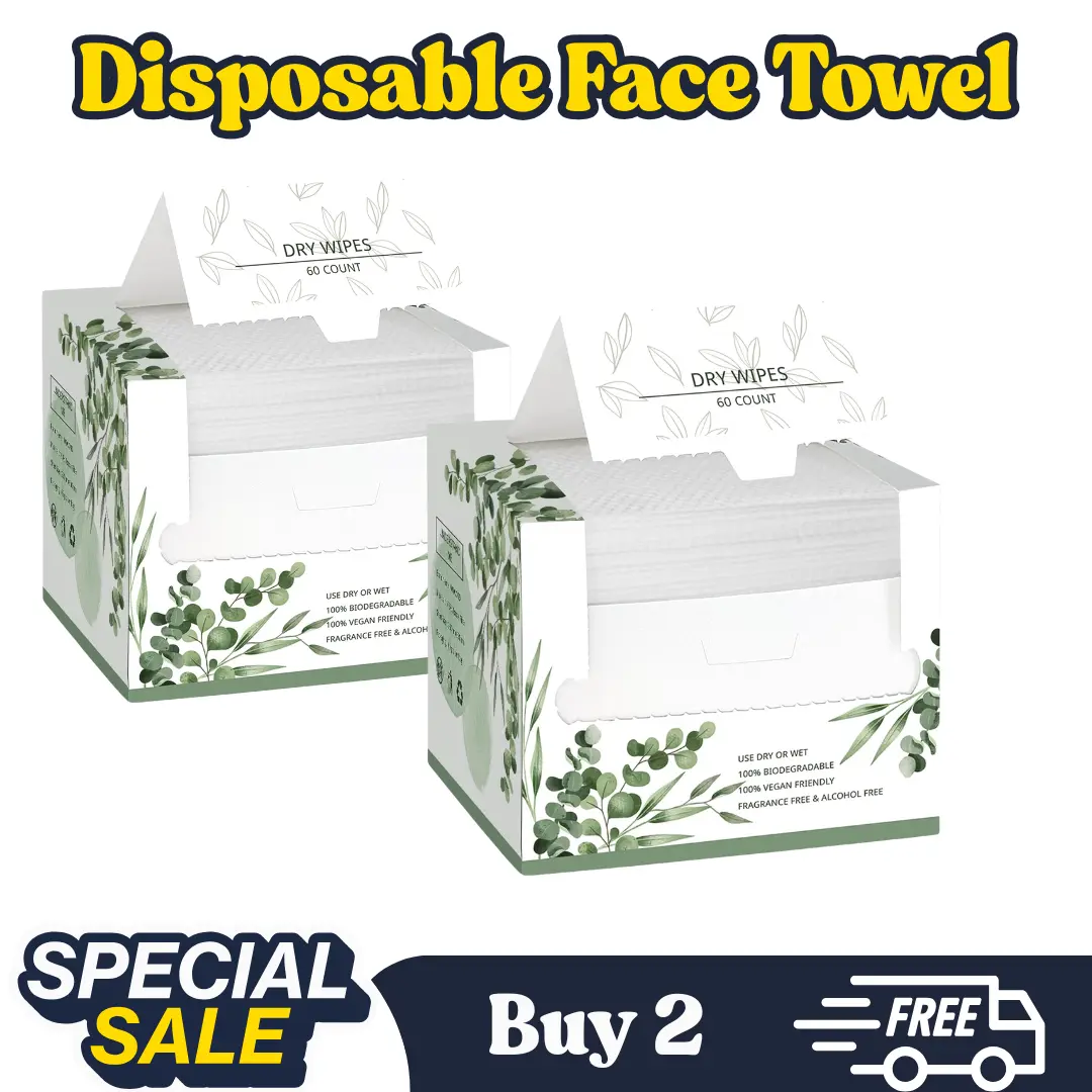 Disposable Toiletry Wipes 120 Count – Soft Cotton Facial Cleansing Towels for Sensitive Skin