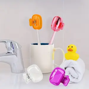 5pcs Toothbrush Holder Set, Portable Home & Travel Brush Organizer, Cute Toothbrush Storage Clips, Ideal for Family Use