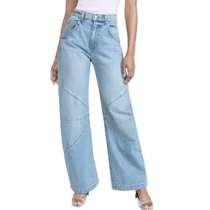 Kedera Women's Baggy Wide Leg Barrel Jeans Horseshoe Casual Boyfriend Denim Pants Loose Fit Trousers