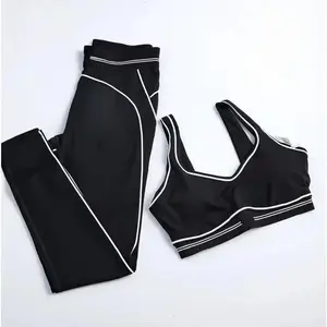 Fashionable sports suit Pilates Tight sports pants Running Yoga high-waisted stretch fitness pants set 2025 High-quality fabric