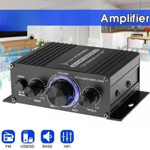 200W×2 Mini Stereo channel amplificador de Audio Amplifier Blue Light Digital Amplifier for Home Party Car Theater Use
