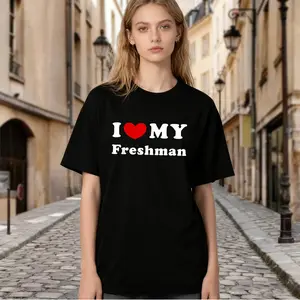 Premium model-Unisex-100% cotton-Transfer-I Love My Freshman, I Heart My Freshman T-Shirt Casual Fabric