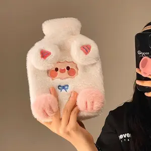 Kawaii Hot Water Bottle  With Cover Plush Rubber Hand Belly Foot Warmer Cute Insulating Hot Water Bag for Women Periods 800ml