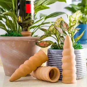 Spiral Ceramic Watering Device, 4 Counts Creative Automatic Plant Watering Device, Simple Drip Irrigation System, Automatic Watering Device