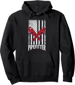 Pipefitter American Flag Pipe Fitter USA Flag Design Pullover Hoodie