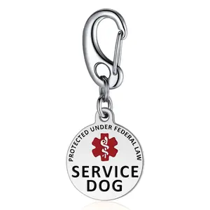 Leash King Service Dog Tag/ESA Animal Tag - Double Sided with Federal Protection & Red Medical Alert Symbol| Easily Attach to Collar, Harness, Vest | Service Dog Identification Tag