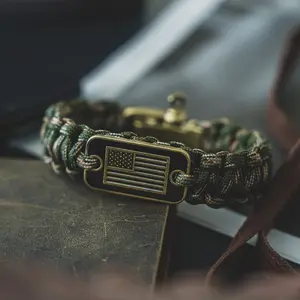 Camo Paracord Flag Bracelet- Helps Pair Veterans With A Companion Dog