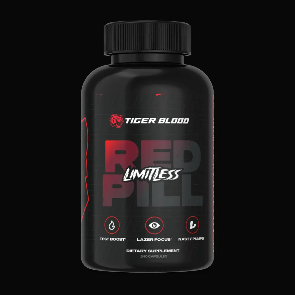 Tiger Blood Labs - Limitless Red Pill – 240 Capsules - Power Your Performance & Focus Formula - Vitamin D3 - Alpha GPC - Zinc - Magnesium - Ashwagandha - Tribulus - Green Tea Extract - Shilajit Extract - & More Healthcare Fitness Supplement