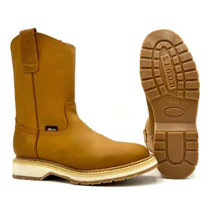 Silver Bull Honey Tan Work Boot Dual Density Goodyear Welt Sole Slip Resistant Shock Absorbent AO-490 Footwear Leather Comfort Shoe
