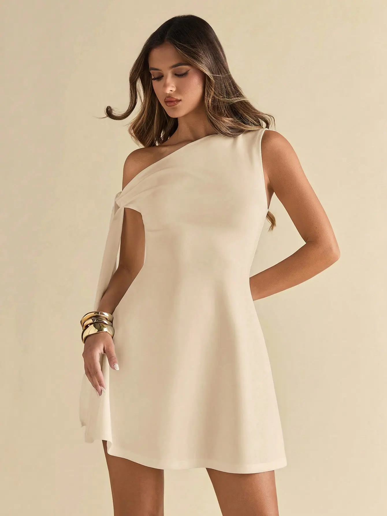 Women's Black Asymmetric Tie Shoulder Bodycon Dress Elegant Ruffle Hem A  Line Valentine Party Business Casual Outfit, ruffle hem dress, business  casual dress women - TikTok Shop