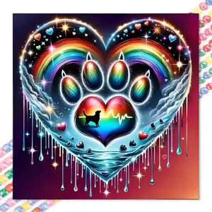 1 set of DIY diamond painting kit, 5D diamond art set, DIY decoration heart, animal paw mosaic, diamond art, DIY art home decor, suitable for Christmas.