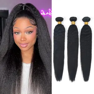 Kinky Straight Natural Color Human Hair Bundle Virgin Hair Extensions