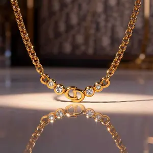 Pre-owned Dior Simple Mini CD Logo Micro Paved Diamond Necklace Style D09, Elegant Women's Luxury Jewelry