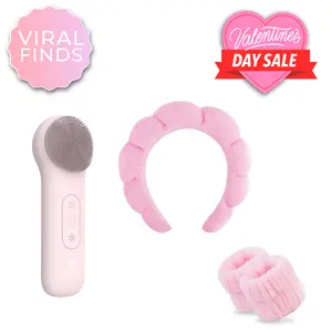 RIKI Radiant & Bubble Headband Bundles - Glow Up, Hair Up - Ultimate Skincare Duo with Dual-Sided Silicone Cleansing Device & Stylish Bubble Headband for Prepping Skin & Securing Style - End of Summer Sale