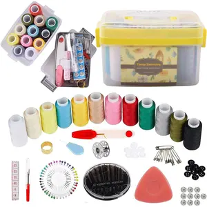 Sewing Kit for Adults & Beginners - Travel Hand Sewing Supplies with Case,, Needles, Scissors - Complete Basic Starter Set (Yellow)