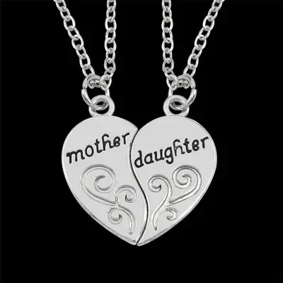 YEEQIN 3-Piece Mom & Daughters Necklace Set - Matching Heart Pendants For Big Sister, Little Sister, Mom
