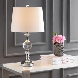 JONATHAN Y Channing LED Crystal/Metal Table Lamp , for bedroom, living room, foyer, hallways, dining room, dorms
