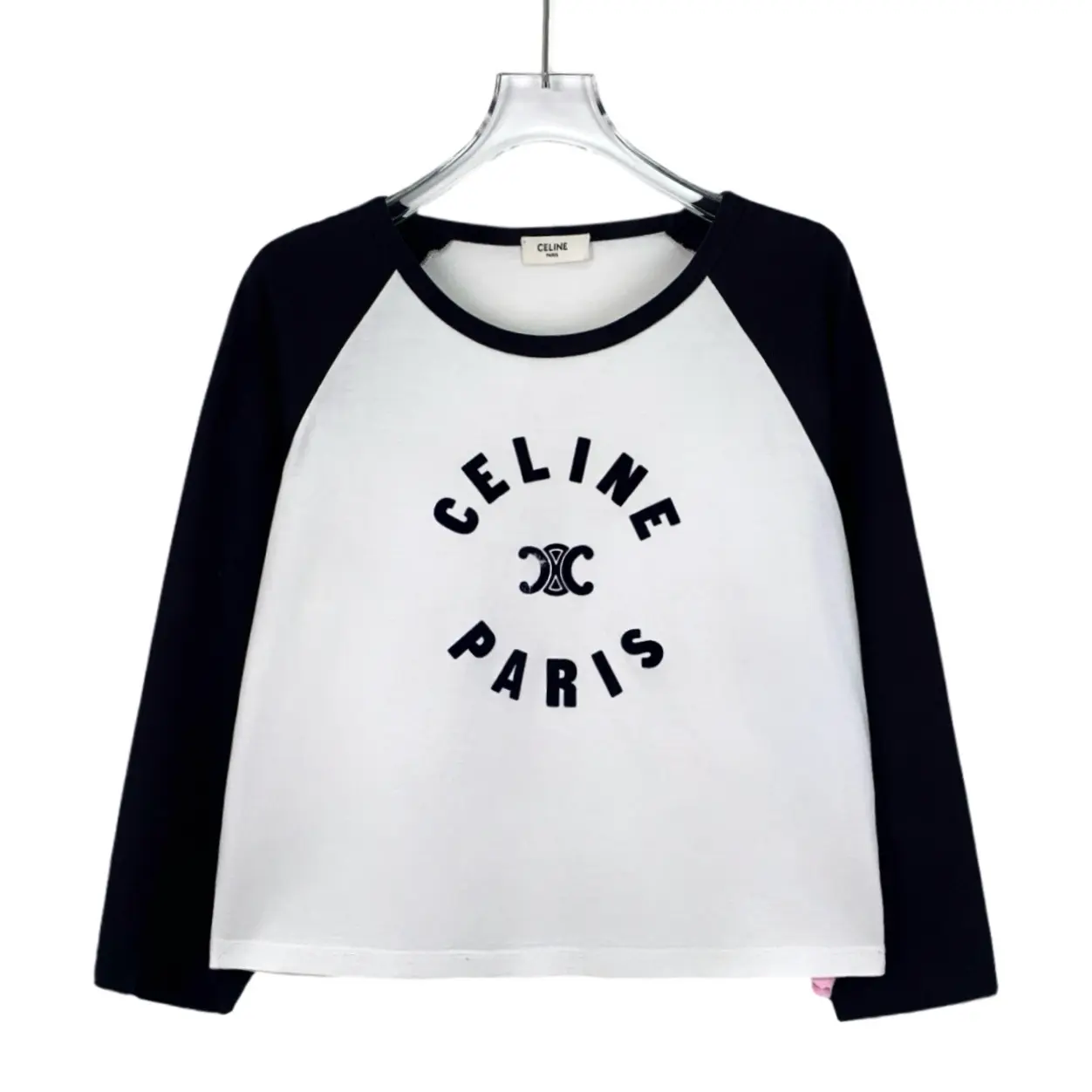RDLT- Celine Multicolor Logo Flocked Cotton Crewneck Long Sleeve T-Shirt Size XL