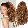 WIG QUEEN Curly Synthetic Ponytail Extension, 20in Claw Clip Synthetic Fiber Hairpiece for Adults' Costumes-Cosplay Ponytail Hairstyles - Dark Brown