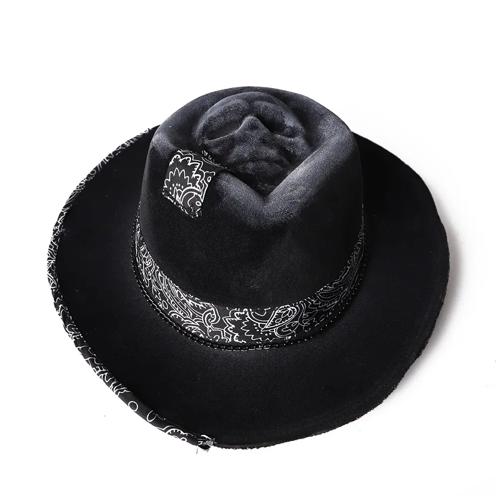 Skeleton-shaped Cowboy Hat Hand-stitched For Formal Events and Parties All Seasons Head Circumference 59cm vintage cowboy hat