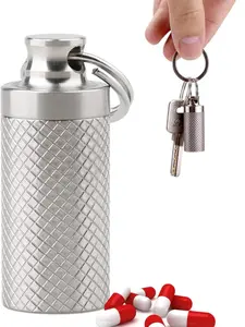 Titanium Alloy Medicine Box/nitrate Container, Portable Small Waterproof Rustproof Keychain Pendant Necklace, Ideal Gift with Packaging