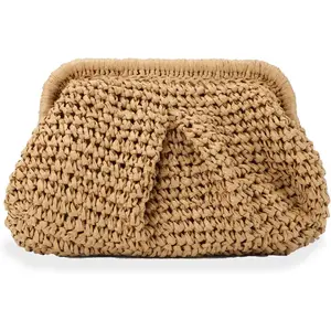Women's Straw Clutch Crossbody Bag – Summer Beach Woven Cloud Dumpling Shoulder Purse