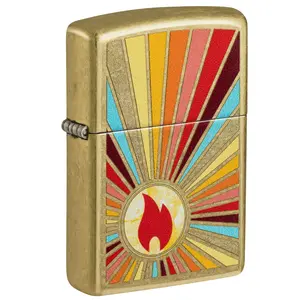 Zippo Beaming Flame Design Street Brass Pocket Lighter - Made in USA