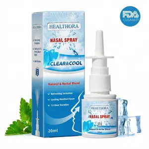HEALTHORA Natural Nasal Mint Mist Menthol Cooling Cleanse Pure Peppermint Mineral Blend Gentle Daily Freshness Travel-Ready Bottle + Mist Sprayer 20 ml - Oral
