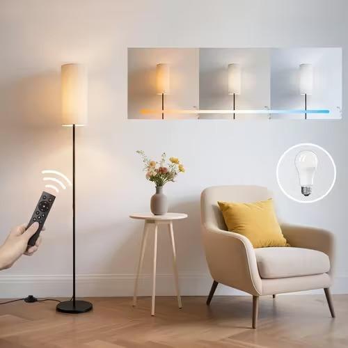 64.4" Dimmable Floor Lamp with Remote, Modern Standing Light for Living Room or Bedroom, 12W LED Bulb Included
