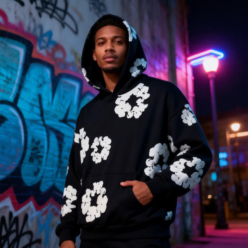 Denim Tears Hoodie Unisex Men Women Flower Hoodies Youth Puff Print Y2k Set Sweatshirt Teen Clothing Designer Trendy Spring Outfits Cute Tops Casual Classic Fabric Menswear