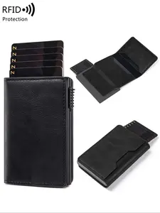 Men's Minimalist Pop Up Card Holder, RFID Blocking Card Holder, Slim Wallet with Money Clip, Casual Trendy Versatile High-quality Daily Wallet