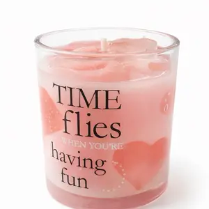 Valentine’s Pink Layered Candle with Hearts – Romantic Gift