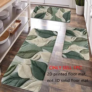[Popular Choice]1PC, room decoration, bathroom decoration, Bathroom Mats, bathroom floor mat, bathroom anti-skid mat, kitchen floor mat, green leaf pattern floor mat, plant theme decoration, soft and comfortable surface, reducing fatigue.