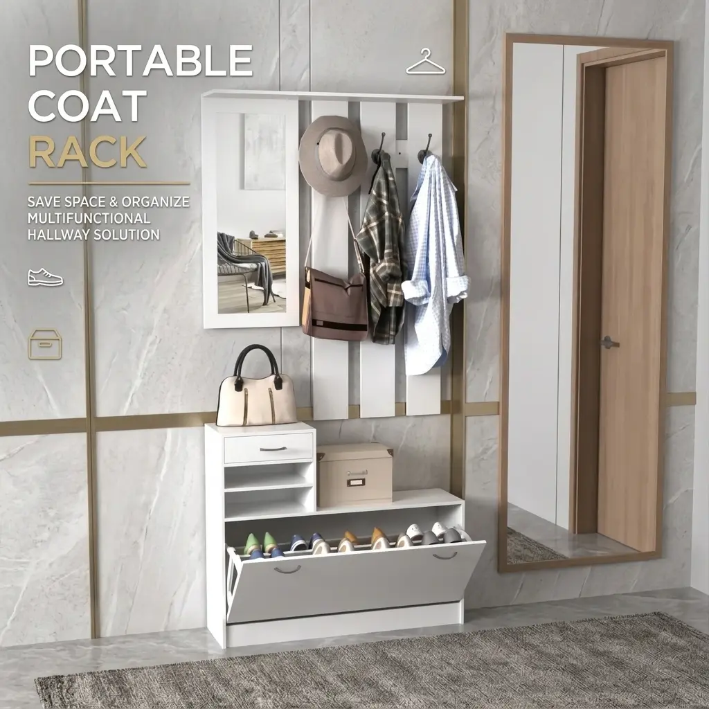 littleox Combination Model Gate Cabinet with Shoe cabinet+Hang shelf+ Mirror