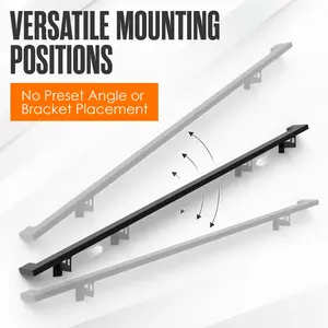 Houseables Aluminum Handrail, Stair Railing Indoor, Hand Rail, Stair Handrail, Indoor Railing, Stairwell Rails, Stairway, Staircase, Interior Steps, Basement, Modern, Flat, Metal, Mount Kit, Black 6FT