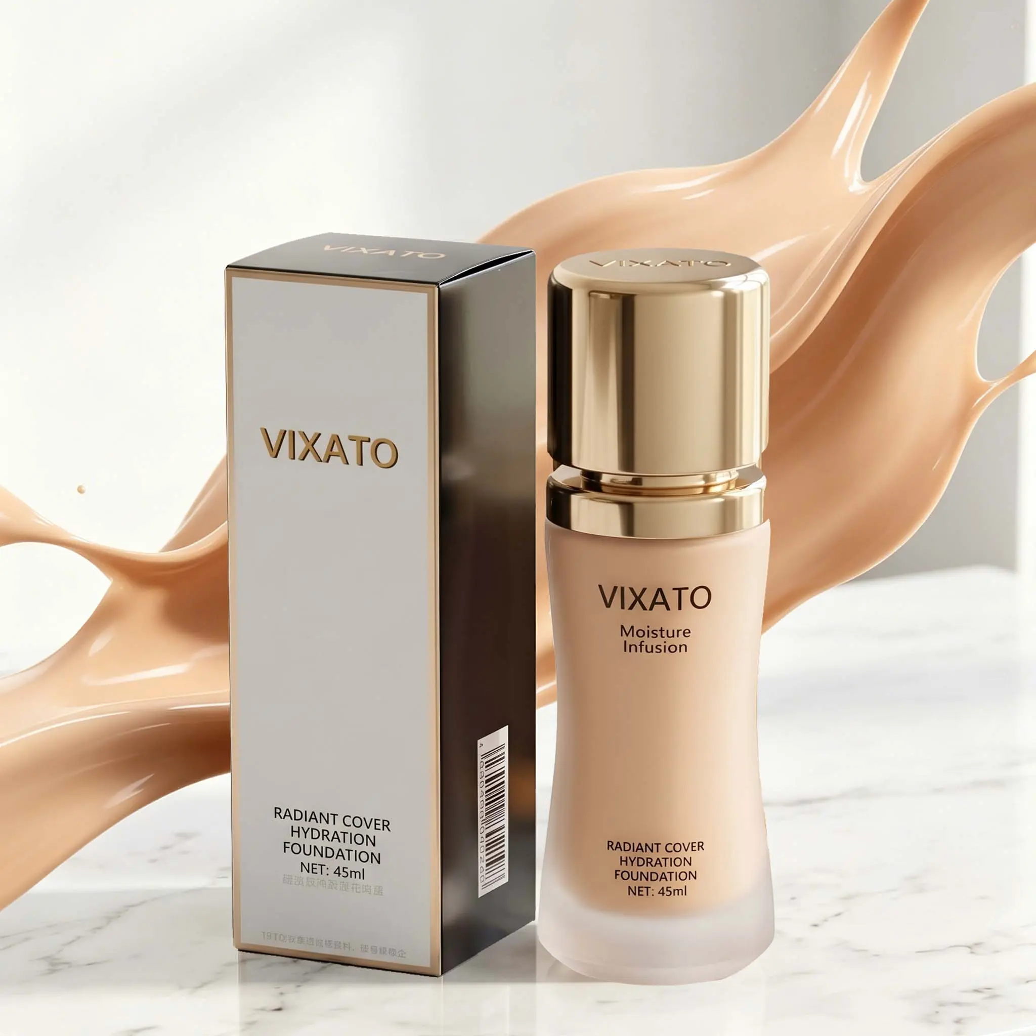【Viral Pick】VIXATO 24H Stay Foundation Full Coverage Waterproof Sweatproof 4-in-1 Moisturizing Long Lasting Flawless Base 30ml